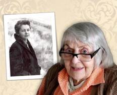 An old person with glasses and a picture of a person

Description automatically generated