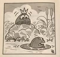 A cartoon of a frog and a frog

Description automatically generated