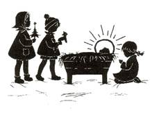 A silhouette of children and a baby person
Description automatically generated