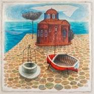 A painting of a building and a boat on a stone walkway
AI-generated content may be incorrect.