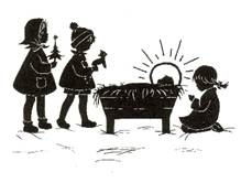 A silhouette of children and a baby person
Description automatically generated